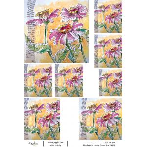 Joggles / Elizabeth St Hilaire A4 Rice Paper - Watercolor Florals #1 - Zinnia Trio [74673]