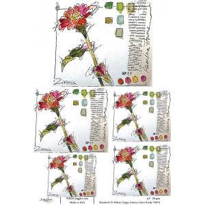 Joggles / Elizabeth St Hilaire A4 Rice Paper - Watercolor Florals #1 - Zippy Zinnia Color Study [74674]