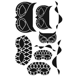 Joggles / Margaret Applin Designs 6" x 9" Fearless Face Stencil - Owl and Harlequin Mask Sm/Med/Lg [57442]