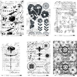 Joggles / Rebekah Meier A4 Rice Paper - Black & White Set Of 6 - Numbers 1-6