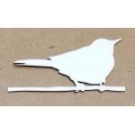 Joggles White Chipboard Embellishments - Bird On Branch #1 [57213]