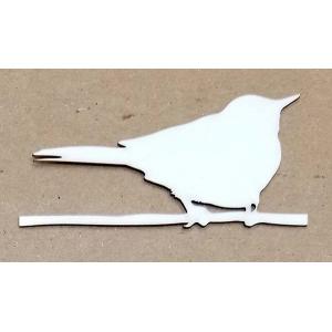 Joggles White Chipboard Embellishments - Bird On Branch #1 [57213]