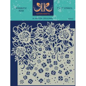 Katkin Krafts 7" x 7" Stencil - Romantic Rose [KKST012]