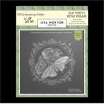 Lisa Horton 3D Embossing Folder & Die Combo - Butterfly Rose Frame [LHCEF122] - ON SALE!