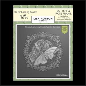 Lisa Horton 3D Embossing Folder & Die Combo - Butterfly Rose Frame [LHCEF122]