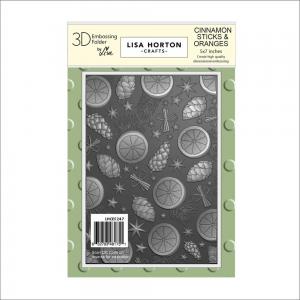 Lisa Horton 3D Embossing Folder - Cinnamon Sticks & Oranges [LHCEF247]