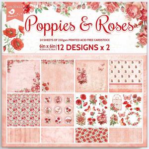 Little Birdie 6" x 6" Paper Pad - Poppies & Roses [CR83885]