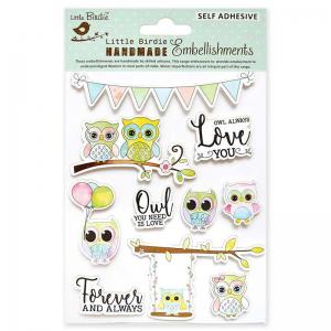 Little Birdie Adhesive Embellishments - Owl Love [CR70279]