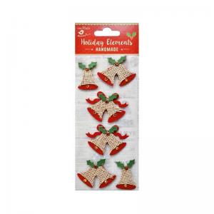 Little Birdie Christmas Burlap Embellishments - Bells [CR36923]