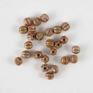5mm Melon Beads - [P65491] Luster Opaque Rose Gold Topaz