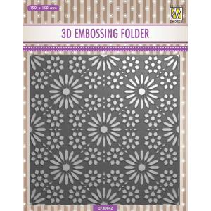 Nellie's Choice 3D Embossing Folder - Square Frame With Flower Pattern [EF3D042]