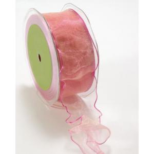 1.5" Sheer Iridescent Wired Ribbon (2 Yards) - [NEW23] Light Fuchsia
