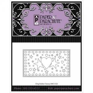 Paper Parachute Cling Rubber Stamp - 3 Heart Rectangle [UMCS-063]