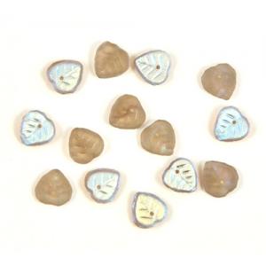 9mm Pendant Leaf Beads - Matte Light Smokey Topaz AB