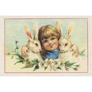 Printed Fabric Image - Little Girl with Bunnies
