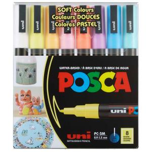 POSCA Paint Pens PC-3M - Set Of 8 Soft Colors [PX249227000]