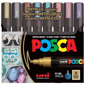 POSCA Paint Pens PC-5M - Set Of 8 Metallic Colors [PX292045000]