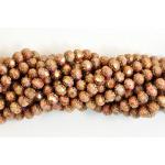 5/6mm Rosebud Firepolish Beads - [P65491] Luster Opaque Rose/Gold Topaz