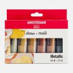 Royal Talens Amsterdam Acrylic Paint - Set Of 6 Metallic - 20ml Tubes [17820501]