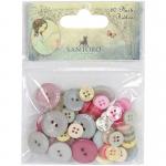 Santoro Mirabelle III Plastic Buttons - Assorted Pastels [SNBTN001]
