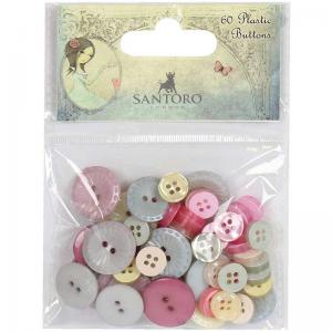 Santoro Mirabelle III Plastic Buttons - Assorted Pastels [SNBTN001]