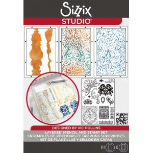 Sizzix Studio - Layered Stencil & Stamp Set - Ornate [666763]