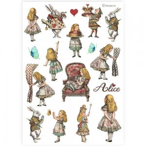 Stamperia A4 Rice Paper - Alice Elements [DFSA4904]