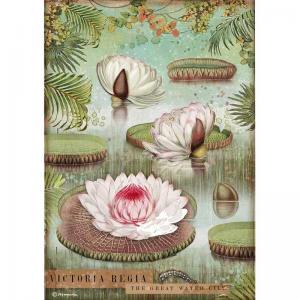 Stamperia A4 Rice Paper - Amazonia - Water Lily [DFSA4529]