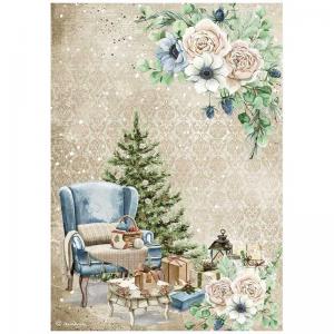 Stamperia A4 Rice Paper - Cozy Winter - Chair [DFSA4709]