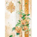 Stamperia A4 Rice Paper - Flowers For You Ochre [DFSA4416] - ON SALE!