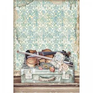 Stamperia A4 Rice Paper - Passion - Violin & Travelling [DFSA4544]