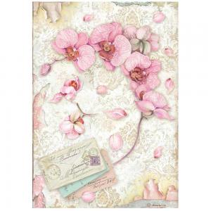 Stamperia A4 Rice Paper - Pink Orchid [DFSA4847]