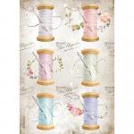 Stamperia A4 Rice Paper - Romantic - Needle & Thread [DFSA4567]