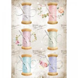 Stamperia A4 Rice Paper - Romantic - Needle & Thread [DFSA4567]