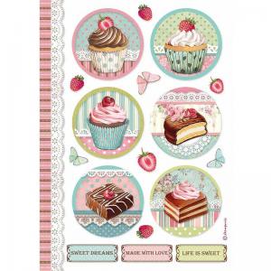 Stamperia A4 Rice Paper - Round Mini Cakes [DFSA4503]