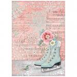 Stamperia A4 Rice Paper - Sweet Winter - Ice Skates [DFSA4730] - ON SALE!