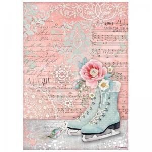 Stamperia A4 Rice Paper - Sweet Winter - Ice Skates [DFSA4730]
