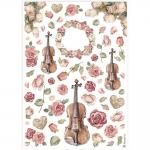 Stamperia A4 Rice Paper - Violins & Roses [DFSA4900]