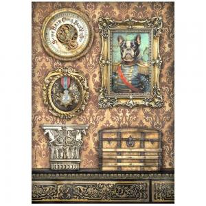Stamperia Alterego Collection - A4 Rice Paper - Frame With Dog [DFSA4956]