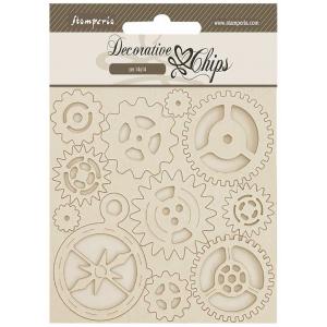 Stamperia Alterego Collection - Decorative Chips - Gears & Compass [SCB241]