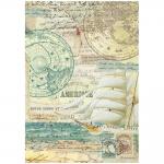 Stamperia Around The World Collection - A4 Rice Paper - Sailing Ship [DFSA4773]