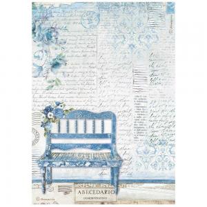 Stamperia Blue Land Collection - A4 Rice Paper - Bench [DFSA4787]