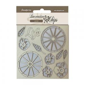 Stamperia Blue Land Collection - Decorative Chips - Life Wheels [SCB173]