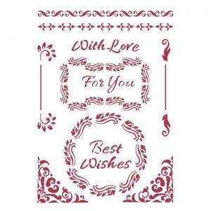 Stamperia Classic Christmas Collection - Media Stencil - Best Wishes [KSG477]