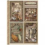 Stamperia Coffee & Chocolate Collection - A4 Rice Paper - 4 Cards [DFSA4821]