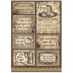 Stamperia Coffee & Chocolate Collection - A4 Rice Paper - Labels [DFSA4826]