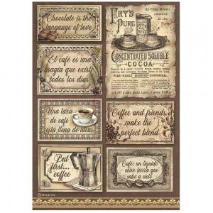 Stamperia Coffee & Chocolate Collection - A4 Rice Paper - Labels [DFSA4826]