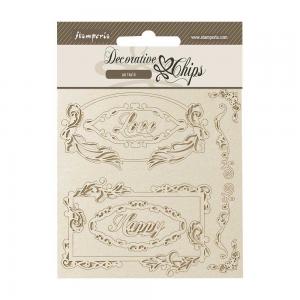 Stamperia Coffee & Chocolate Collection - Decorative Chips - Love & Happy Frames [SCB197]