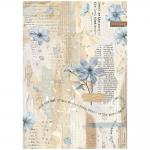 Stamperia Create Happiness Secret Diary Collection - A4 Rice Paper - Blue Flower [DFSA4861]