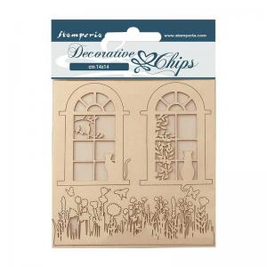 Stamperia Create Happiness Welcome Home Collection Decorative Chips - Windows [SCB158]